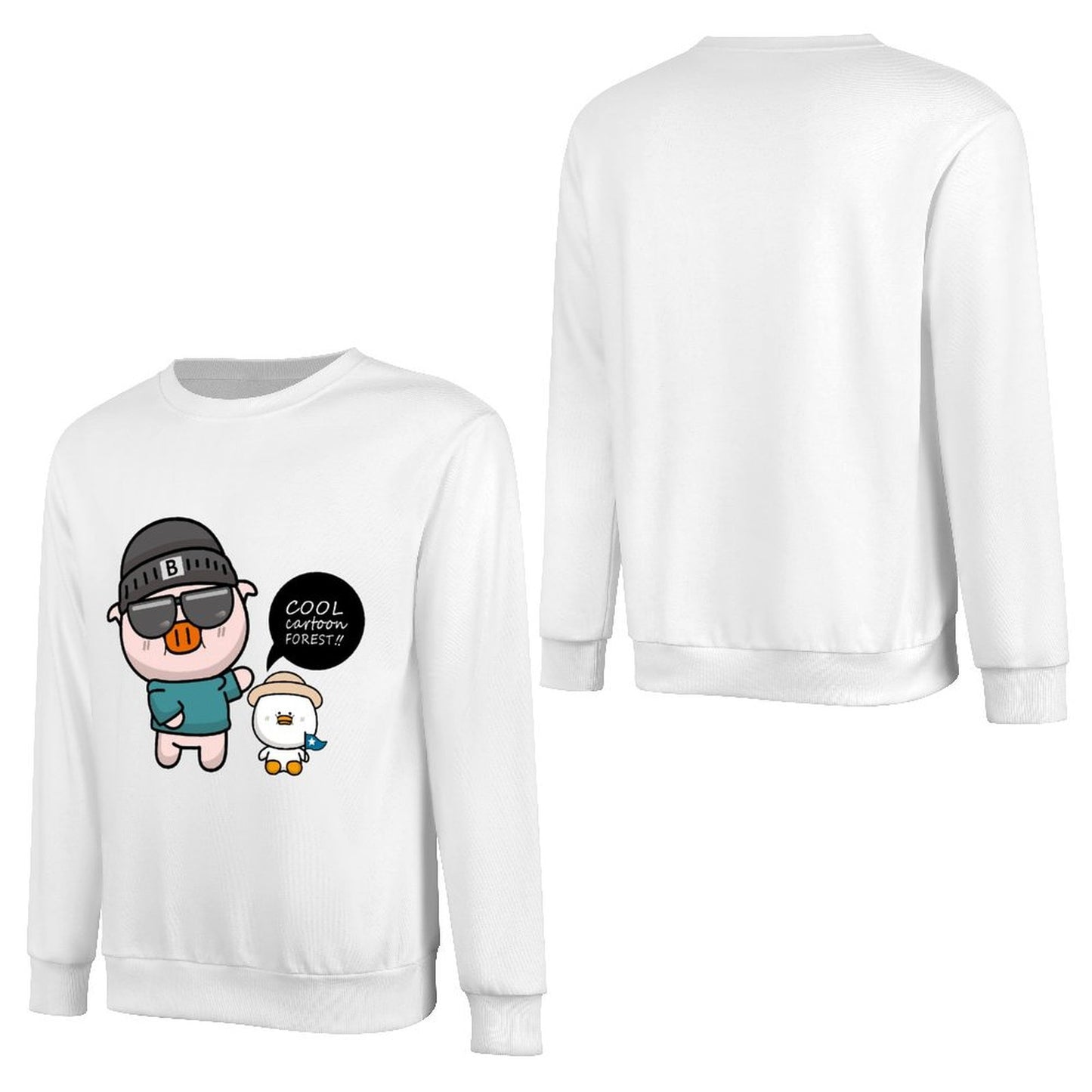 Front Patterned Long Sleeve TopMidweight Crisp Print