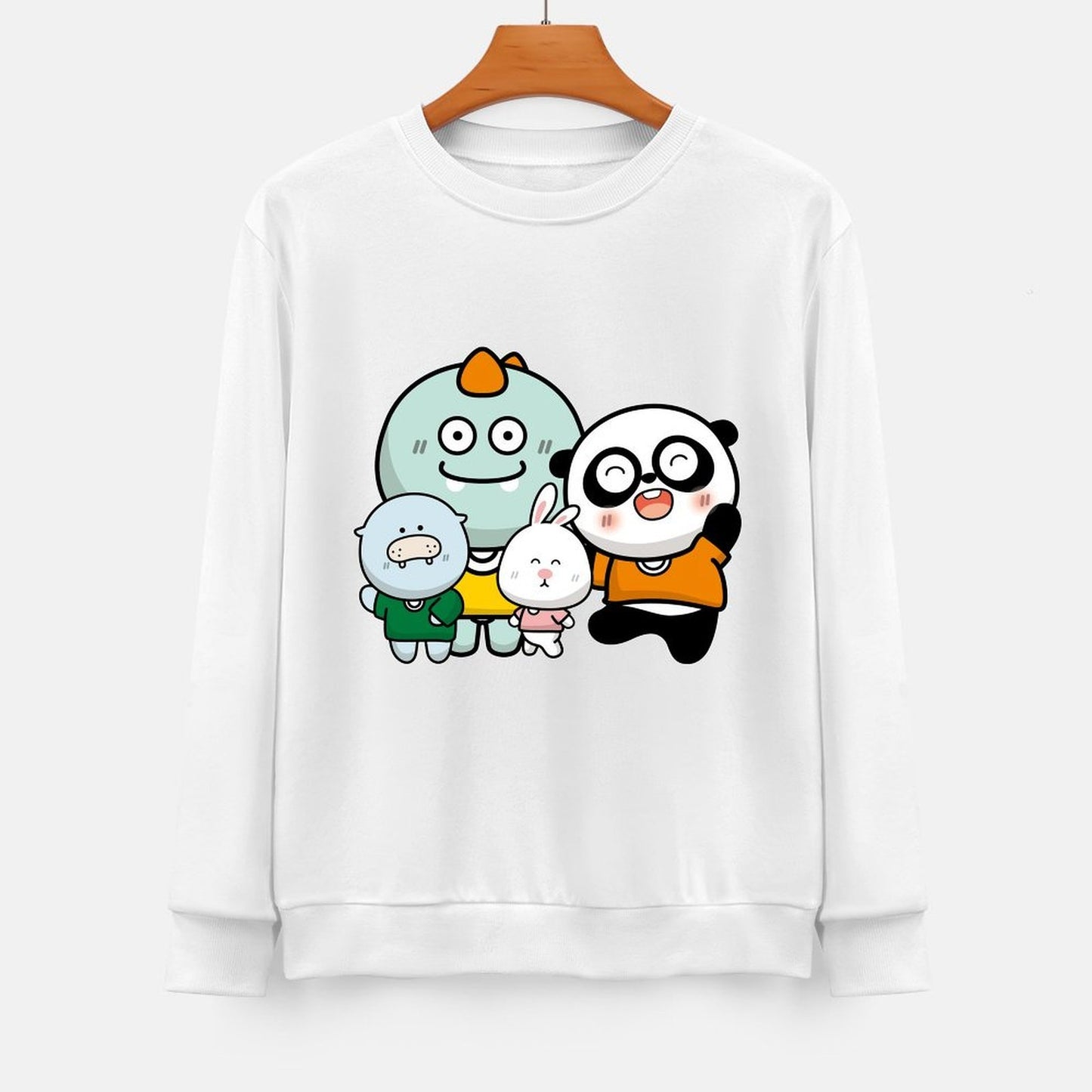 Front Patterned Long Sleeve TopCrewneck Sport