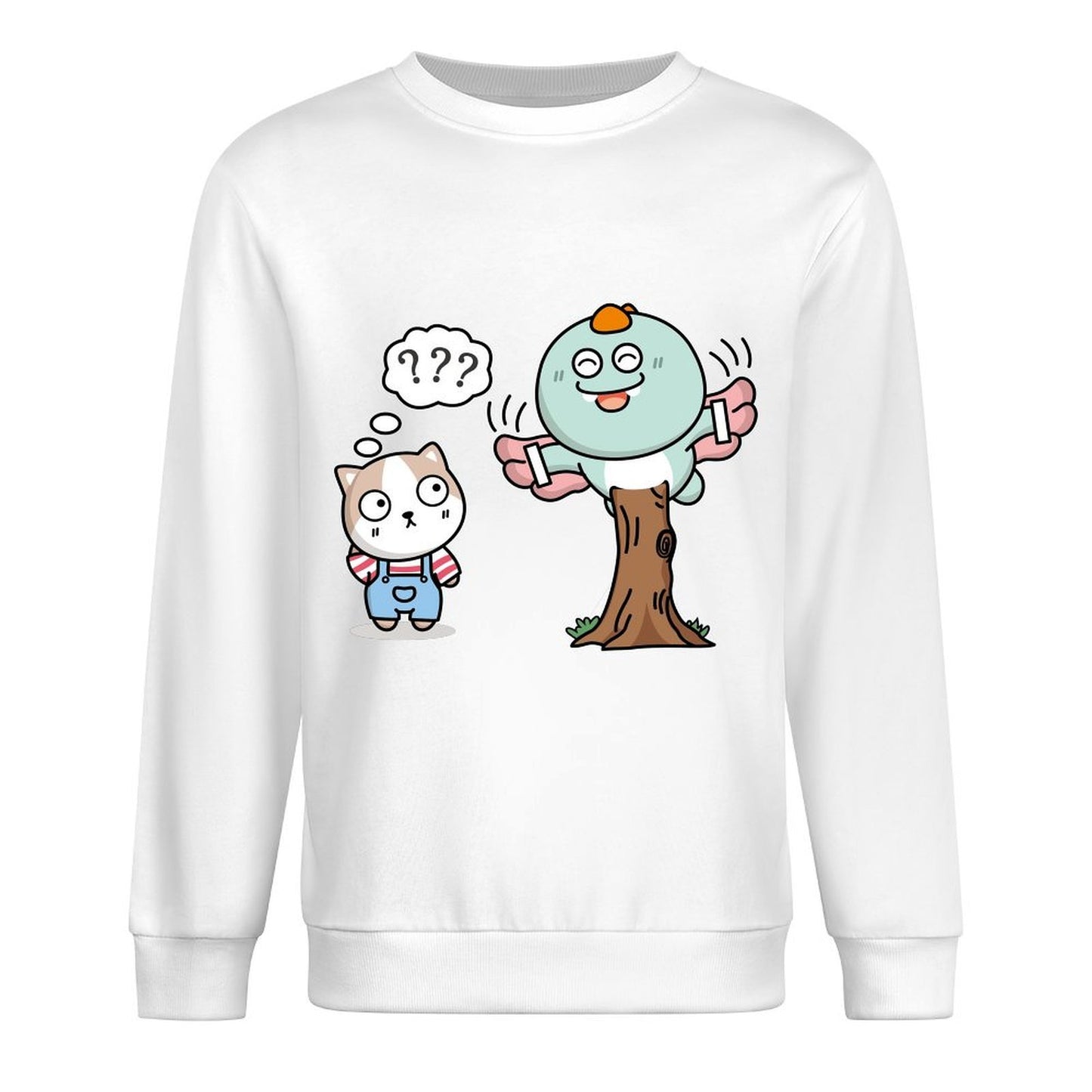 Front Patterned Long Sleeve TopSport Crew Neck