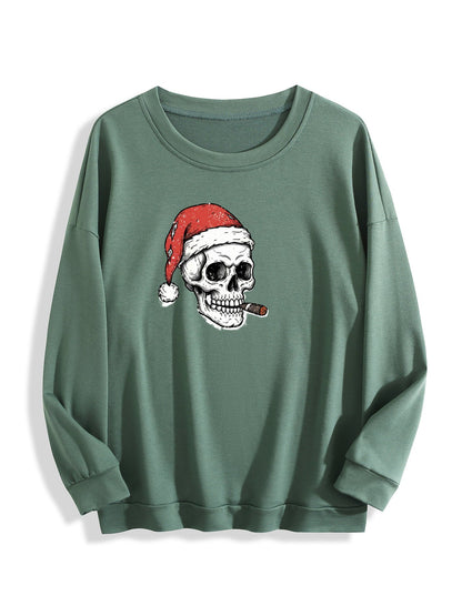 Customized Christmas-themed hoodies Skeleton smoking