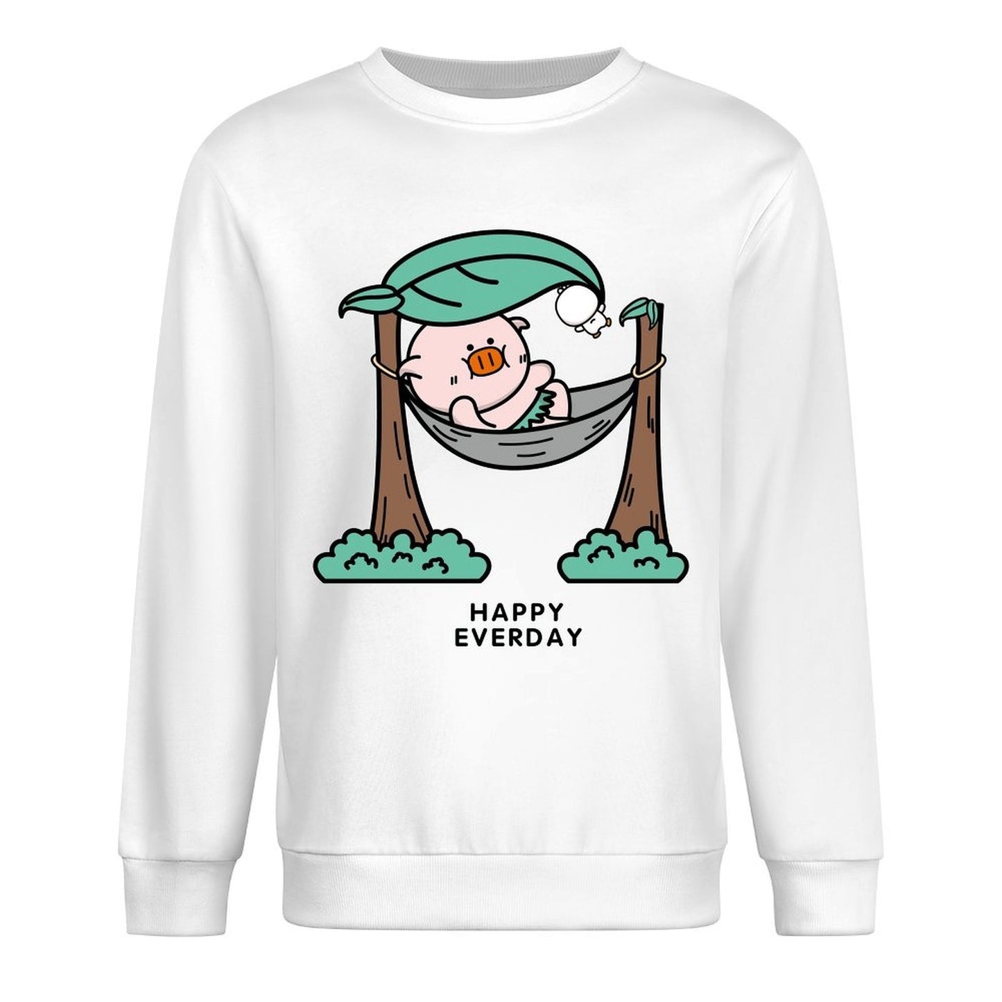 Front Patterned Long Sleeve TopCrew Neck Crisp Print