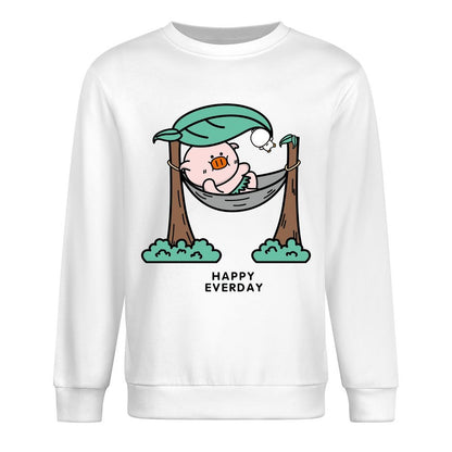 Front Patterned Long Sleeve TopCrew Neck Crisp Print