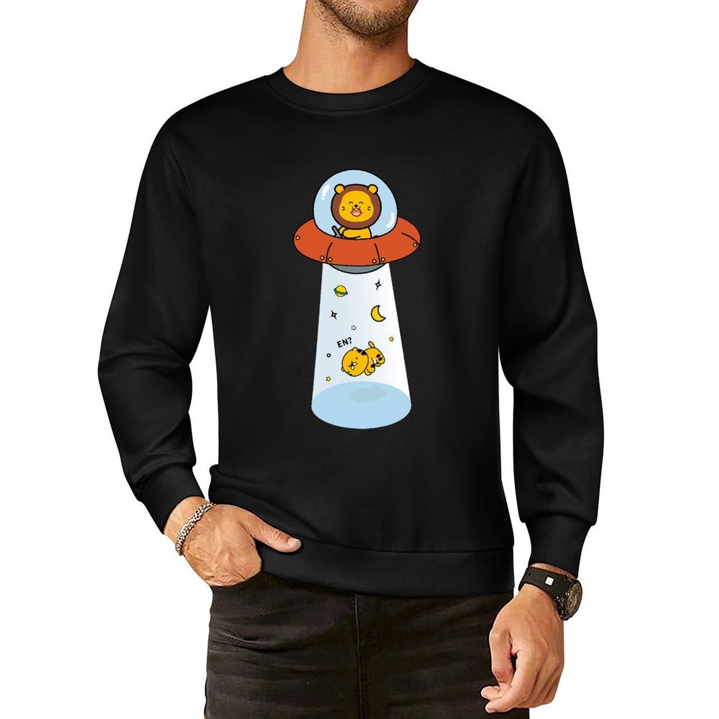 Front Patterned Long Sleeve TopBasicSeries Oversized