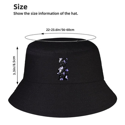 Casual Black Bucket Hat with Minimal Print