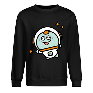 Front Patterned Long Sleeve TopRelaxFit Crew Neck