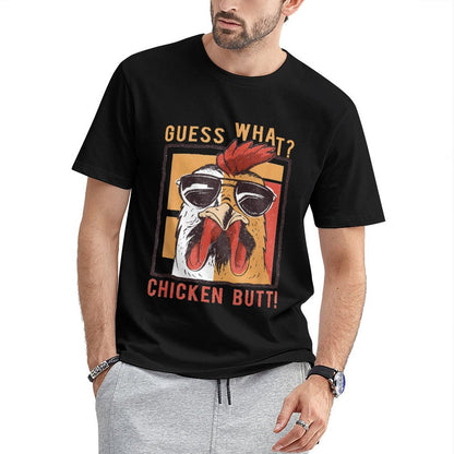 Inkmay Casual  Cotton T-shirt Chicken Butt Print With Sunglasses Design Unisex T-shirtPremium Finish Chill T-Shirt