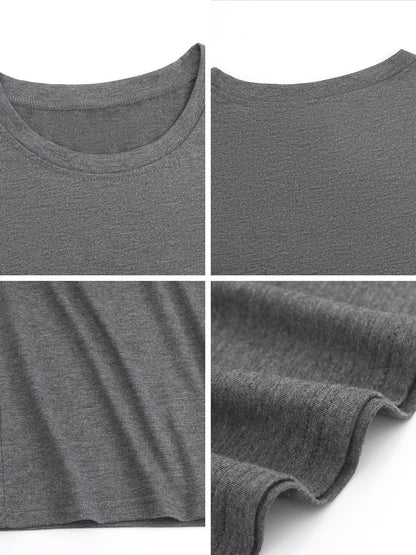 180g pure cotton crew neck long-sleeved shirt  dark gray BACK