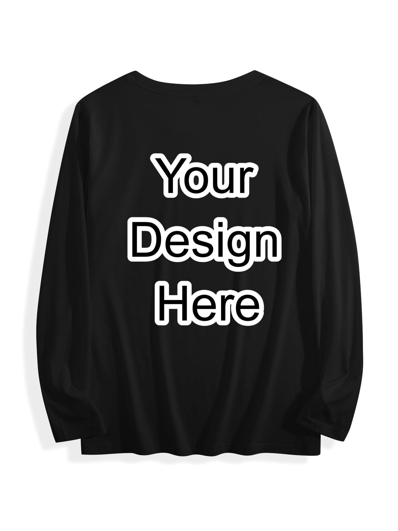 180g pure cotton crew neck long-sleeved shirt black BACK