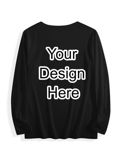 180g pure cotton crew neck long-sleeved shirt black BACK