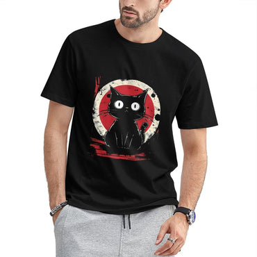 Inkmay Casual Cotton T-shirt Cat With Red And White Background Unisex T-shirtLogo-Ready TrueFit T-Shirt