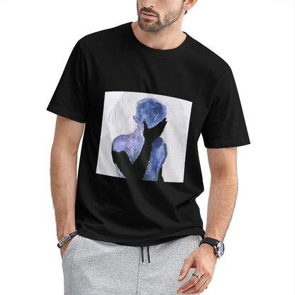 Inkmay Casual Cotton T-shirt Abstract Art With Blue Shadows Unisex T-shirtNeat Crisp Print T-Shirt