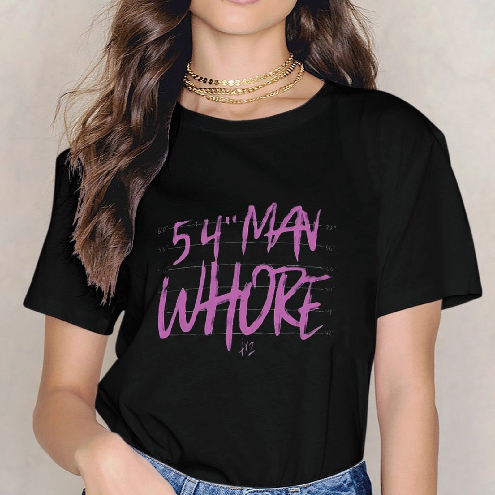 Inkmay Casual Cotton T-shirt Purple Text On Black Background Art Unisex T-shirtSoftstyle Crewneck T-Shirt