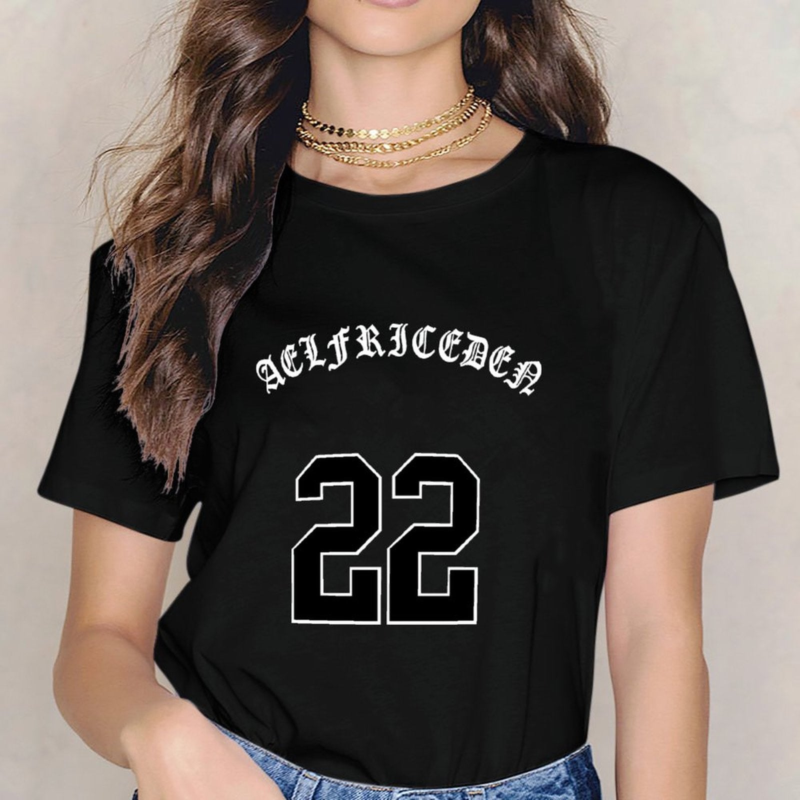 Inkmay Casual Cotton T-shirt Bold Black Number Twenty Two Print Unisex T-shirtEco-Conscious Heritage T-Shirt