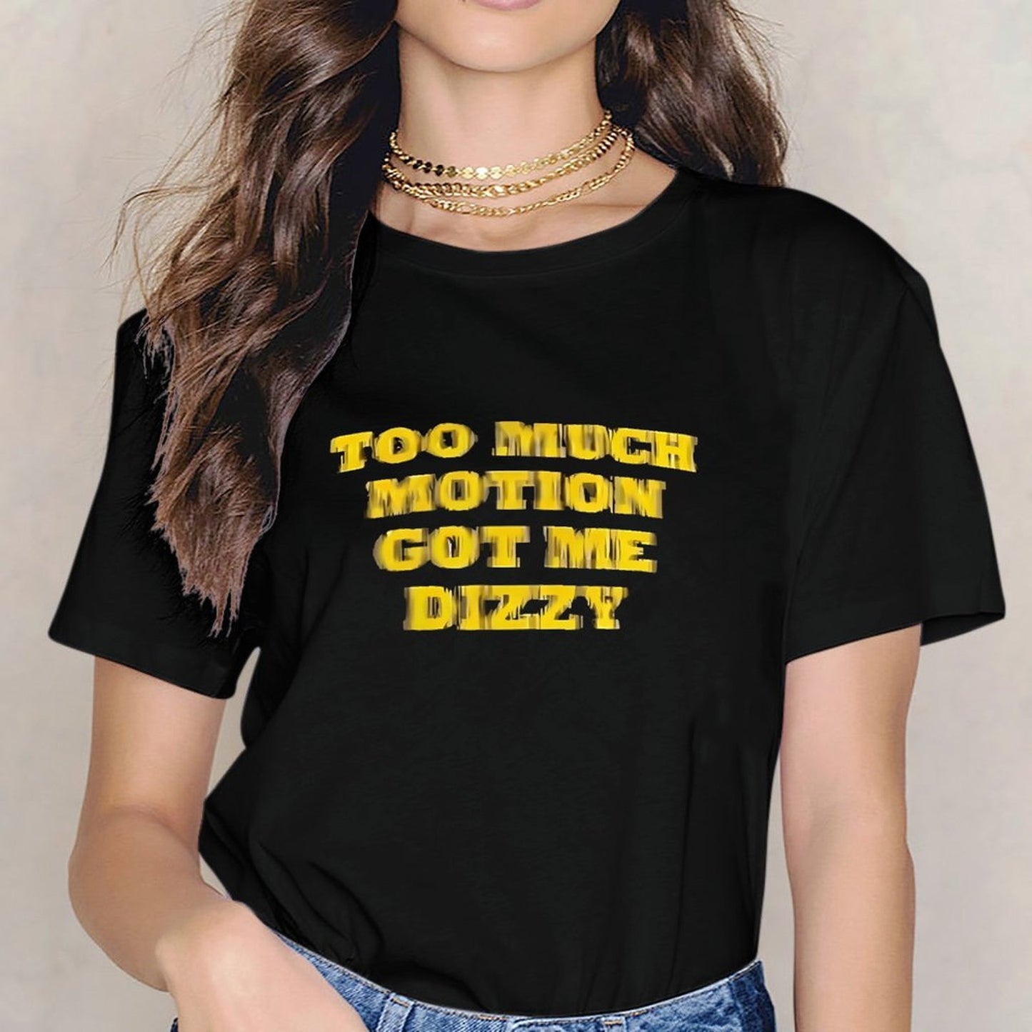 Inkmay Casual Cotton T-shirt Bold Yellow Text On Black Background Unisex T-shirtFitted Regular T-Shirt