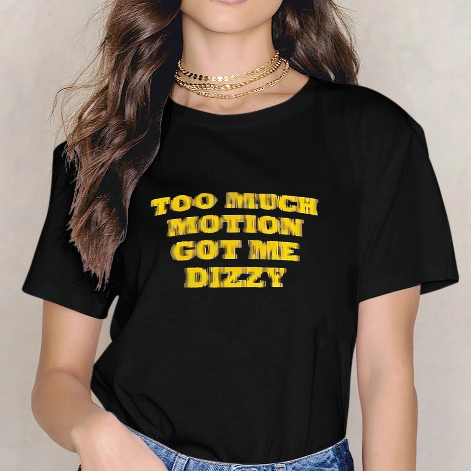 Inkmay Casual Cotton T-shirt Bold Yellow Text On Black Background Unisex T-shirtFitted Regular T-Shirt