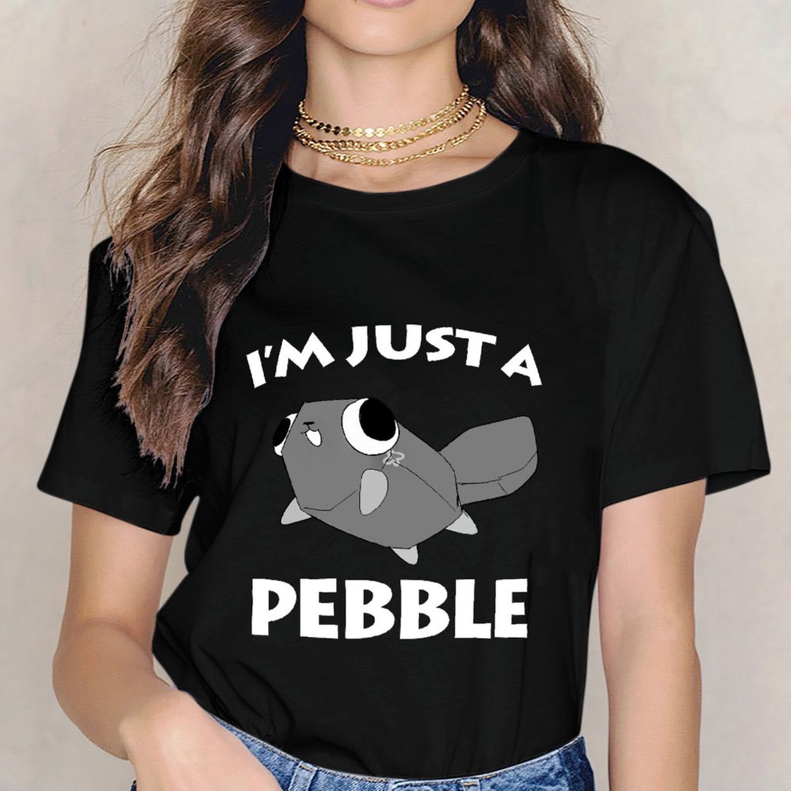 Inkmay Casual Cotton T-shirt Gray Whale With Crescent Moon Design Unisex T-shirtSolid ClassicSeries T-Shirt