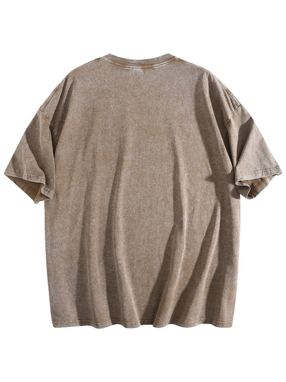 230gsm Heat Transfer Print 100% Cotton Pre-washed T-shirt, Front Print, Coffee Brown