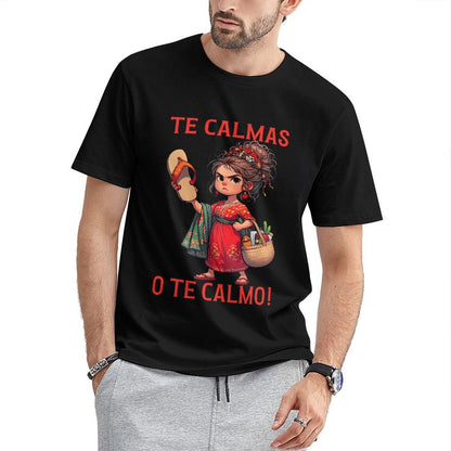 Inkmay Casual Cotton T-shirt Red Floral Dress With Green Scarf Unisex T-shirtMidweight EverydayTee T-Shirt