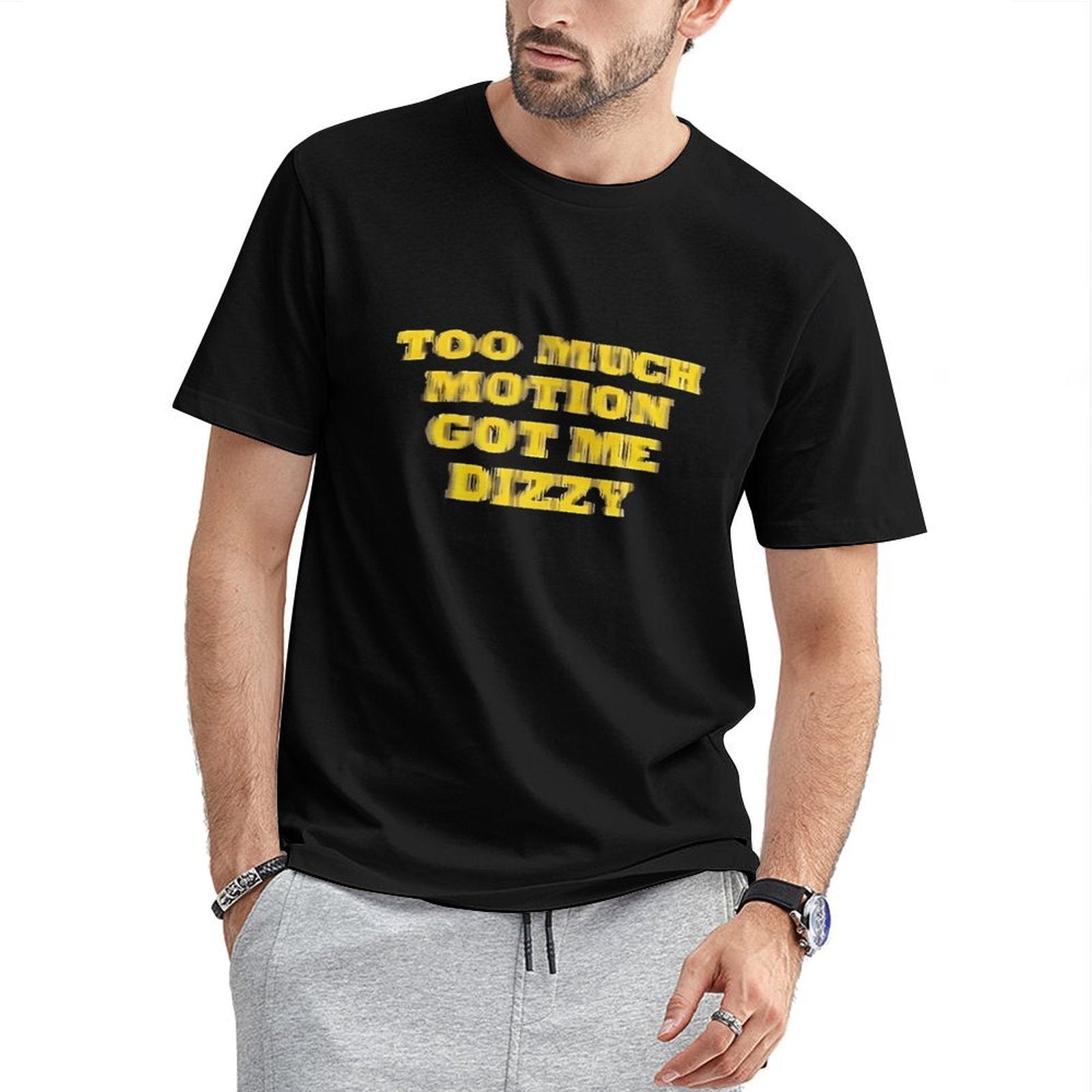 Inkmay Casual Cotton T-shirt Bold Yellow Text On Black Background Unisex T-shirtFitted Regular T-Shirt