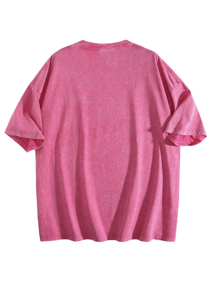 230gsm Printed 100% Cotton Pre-washed T-Shirt, Front Print in Rose Red