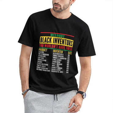 Inkmay Casual Cotton T-shirt Black Inventors Created Many Products Unisex T-shirt
