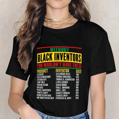 Inkmay Casual Cotton T-shirt Black Inventors Created Many Products Unisex T-shirt