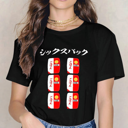 Inkmay Casual Cotton T-shirt Red And White Pattern Repeated Boxes Unisex T-shirtFade-Proof Daily T-Shirt