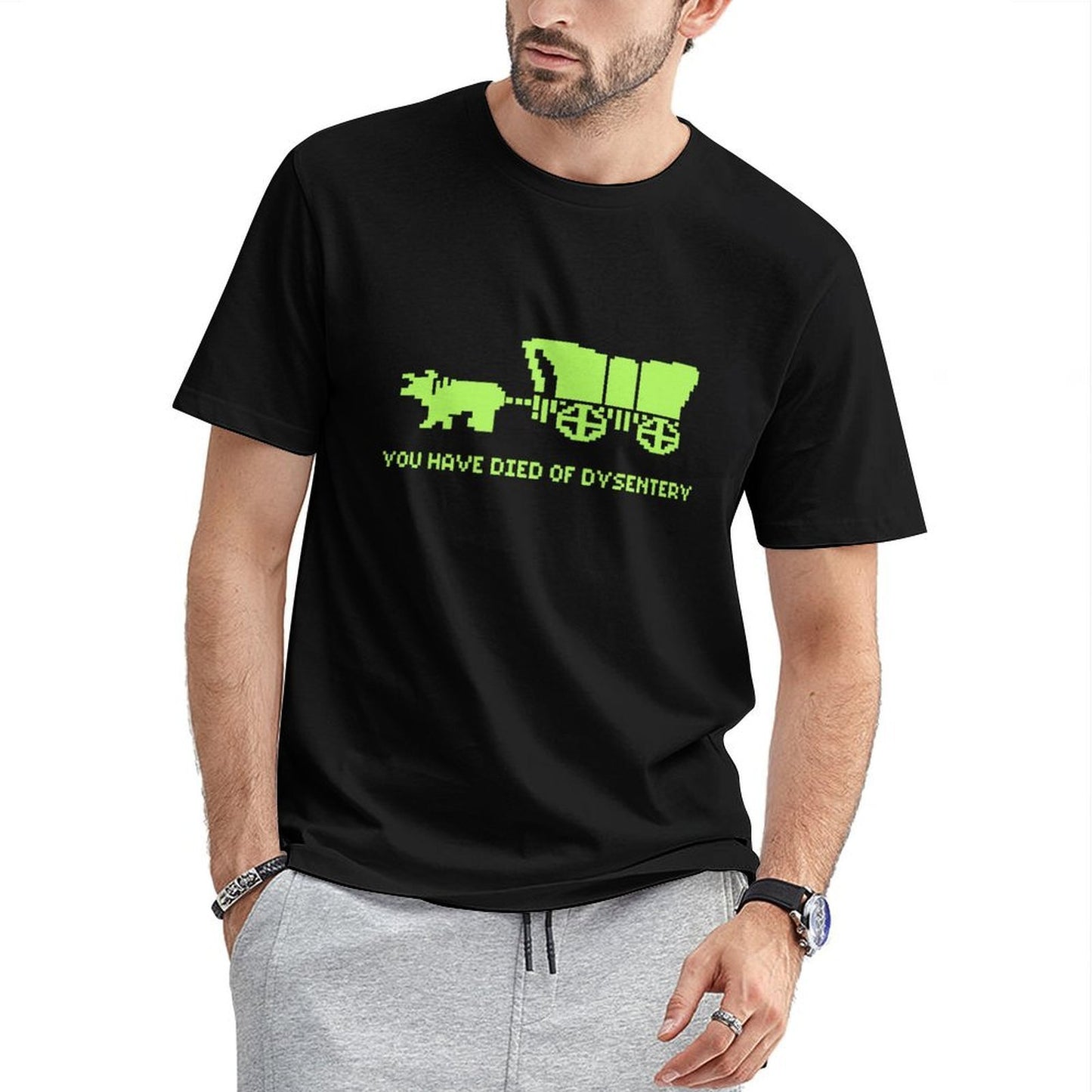 Inkmay Casual Cotton T-shirt Bright Green Background With Abstract Design Unisex T-shirtTrueComfort Crisp Print T-Shirt