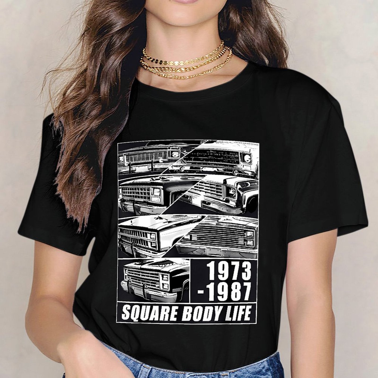 Inkmay Casual Cotton T-shirt Square Body Life Print Pattern Art Unisex T-shirtSoftstyle EverydayFit T-Shirt