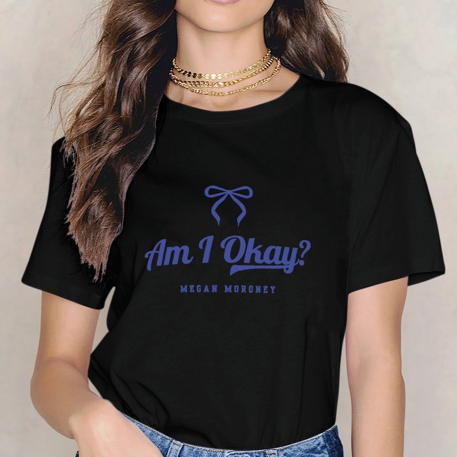 Inkmay Casual Cotton T-shirt Am I Okay Megan Moroney Logo Unisex T-shirtSimple Minimal T-Shirt