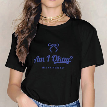 Inkmay Casual Cotton T-shirt Am I Okay Megan Moroney Logo Unisex T-shirtSimple Minimal T-Shirt