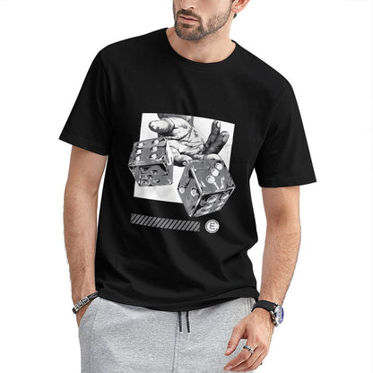 Inkmay Casual Cotton T-shirt Dice Rolling Hands Artistic Pattern Prints Unisex T-shirtPlain Fresh T-Shirt