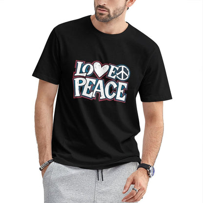 Inkmay Casual  Cotton T-shirt Love Peace Pattern Prints With Symbols Unisex T-shirtSimpleFit StreetStyle T-Shirt