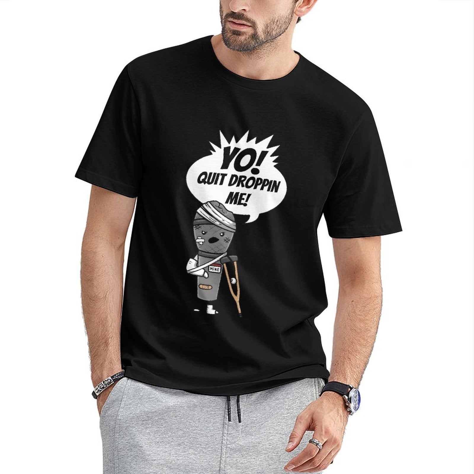 Inkmay Casual Cotton T-shirt Injured Microphone With Bandages And Unisex T-shirtSmoothWear Relaxed T-Shirt