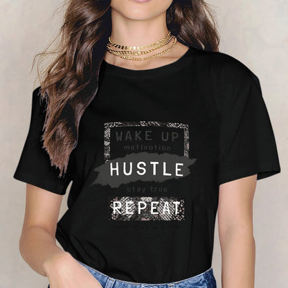 Inkmay Casual Cotton T-shirt Wake Up Hustle Stay True Repeat Unisex T-shirt