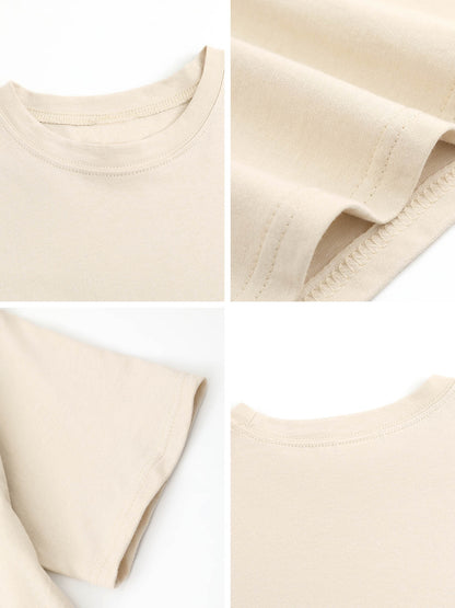 180g pure cotton short-sleeved shirt Light apricot