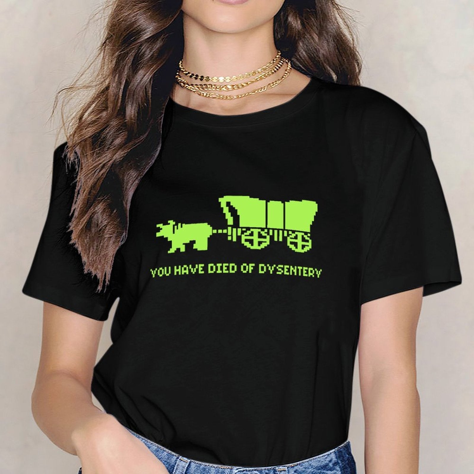 Inkmay Casual Cotton T-shirt Bright Green Background With Abstract Design Unisex T-shirtTrueComfort Crisp Print T-Shirt