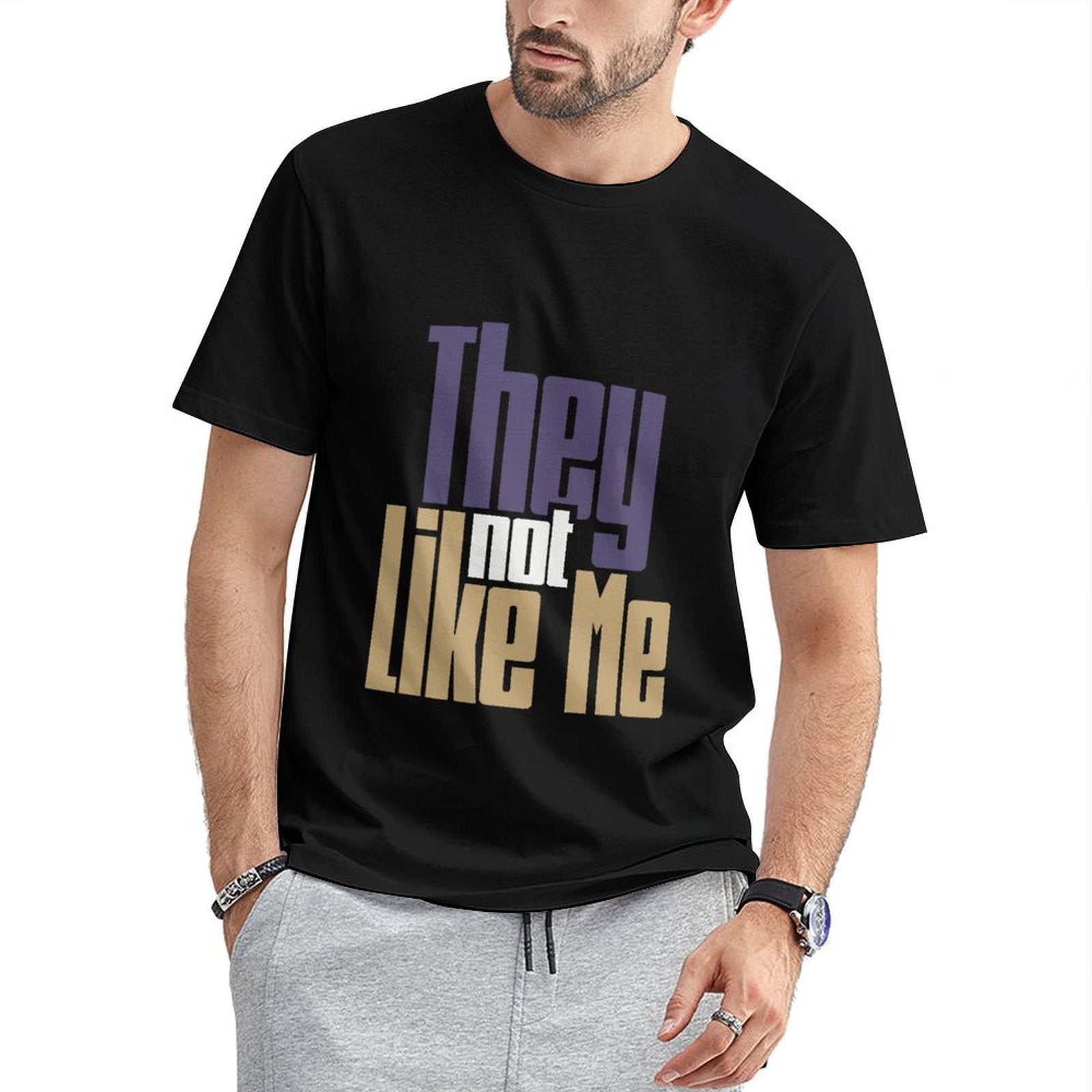 Inkmay Casual Cotton T-shirt Abstract Geometric Design With Bold Colors Unisex T-shirtDaily Everyday T-Shirt