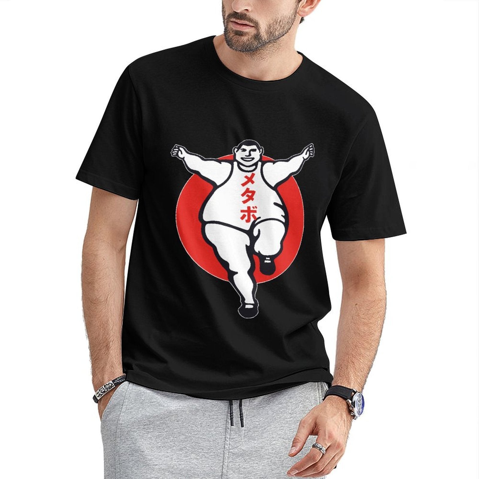 Inkmay Casual Cotton T-shirt Bold Red Circle With Sumo Wrestler Unisex T-shirtActiveStyle Softstyle T-Shirt