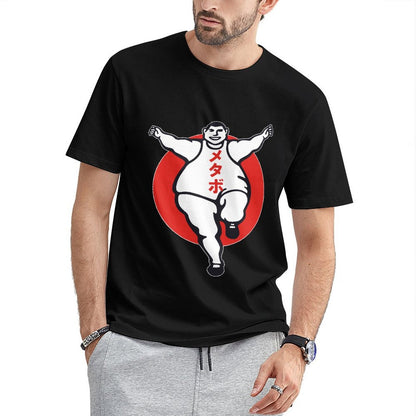 Inkmay Casual Cotton T-shirt Bold Red Circle With Sumo Wrestler Unisex T-shirtActiveStyle Softstyle T-Shirt