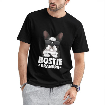 Inkmay Casual  Cotton T-shirt Cool Dog Wearing Sunglasses Art Print Unisex T-shirtEssential BasicSeries T-Shirt