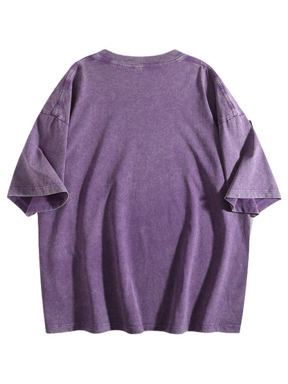 230gsm Heat Transfer Print Canvas Cotton Pre-washed T-shirt, Front Panel Print, Deep Purple