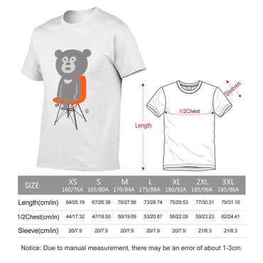 Inkmay Casual Cotton T-shirt Gray Bear Sitting On Orange Chair Unisex T-shirtHigh-Quality Crew Neck T-Shirt