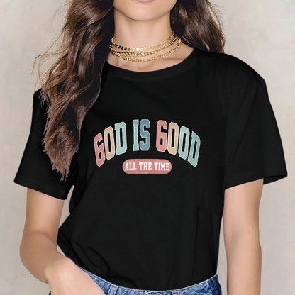 Inkmay Casual Cotton T-shirt God Is Good All The Time Unisex T-shirtHigh-Quality Unisex T-Shirt