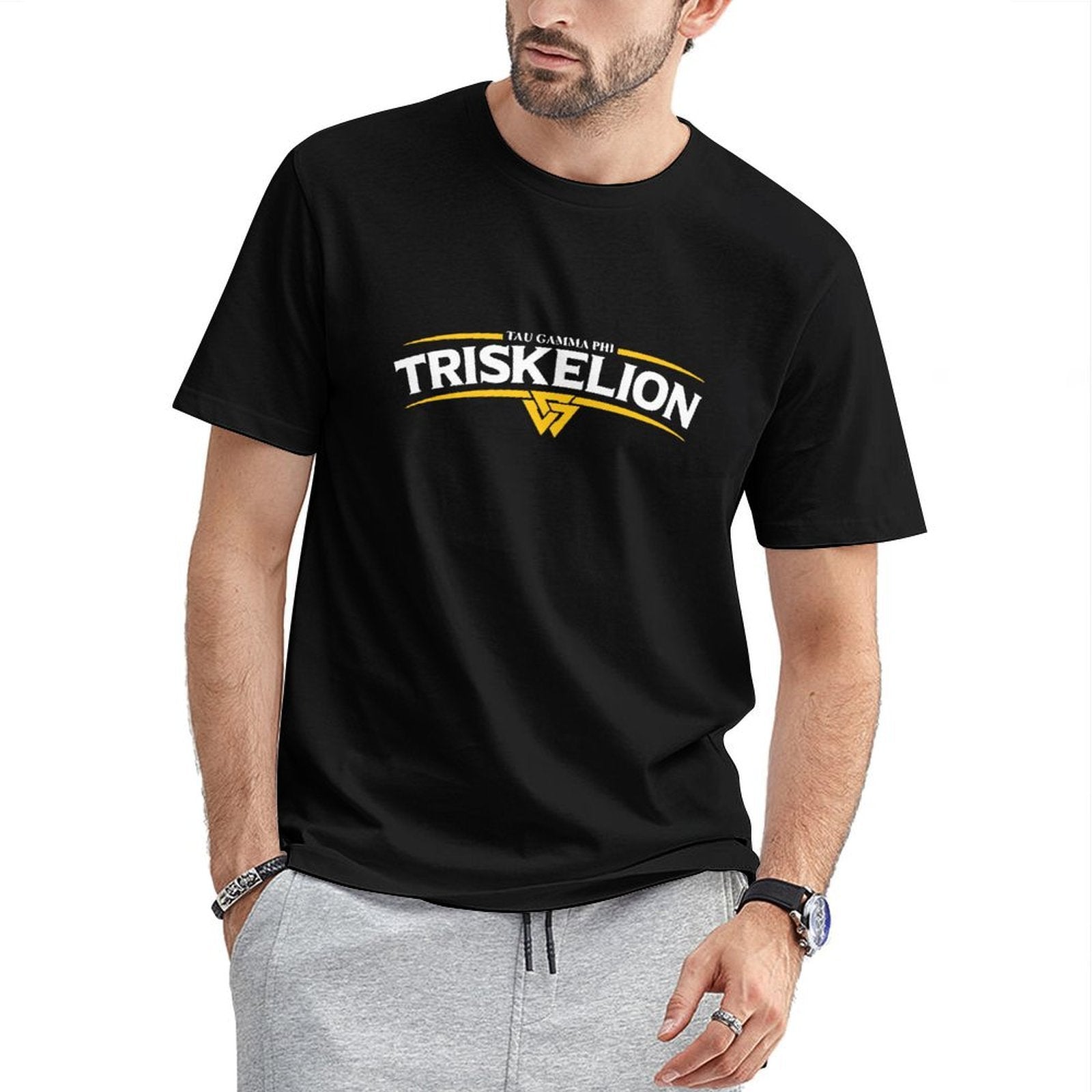 Inkmay Casual Cotton T-shirt Abstract Yellow Waves On White Background Unisex T-shirtCityStyle EverydaySeries T-Shirt