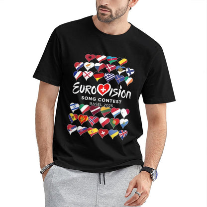 Inkmay Casual  Cotton T-shirt Eurovision Song Contest Flags Heart Design Unisex T-shirtActiveLine Eco / Sustainable T-Shirt