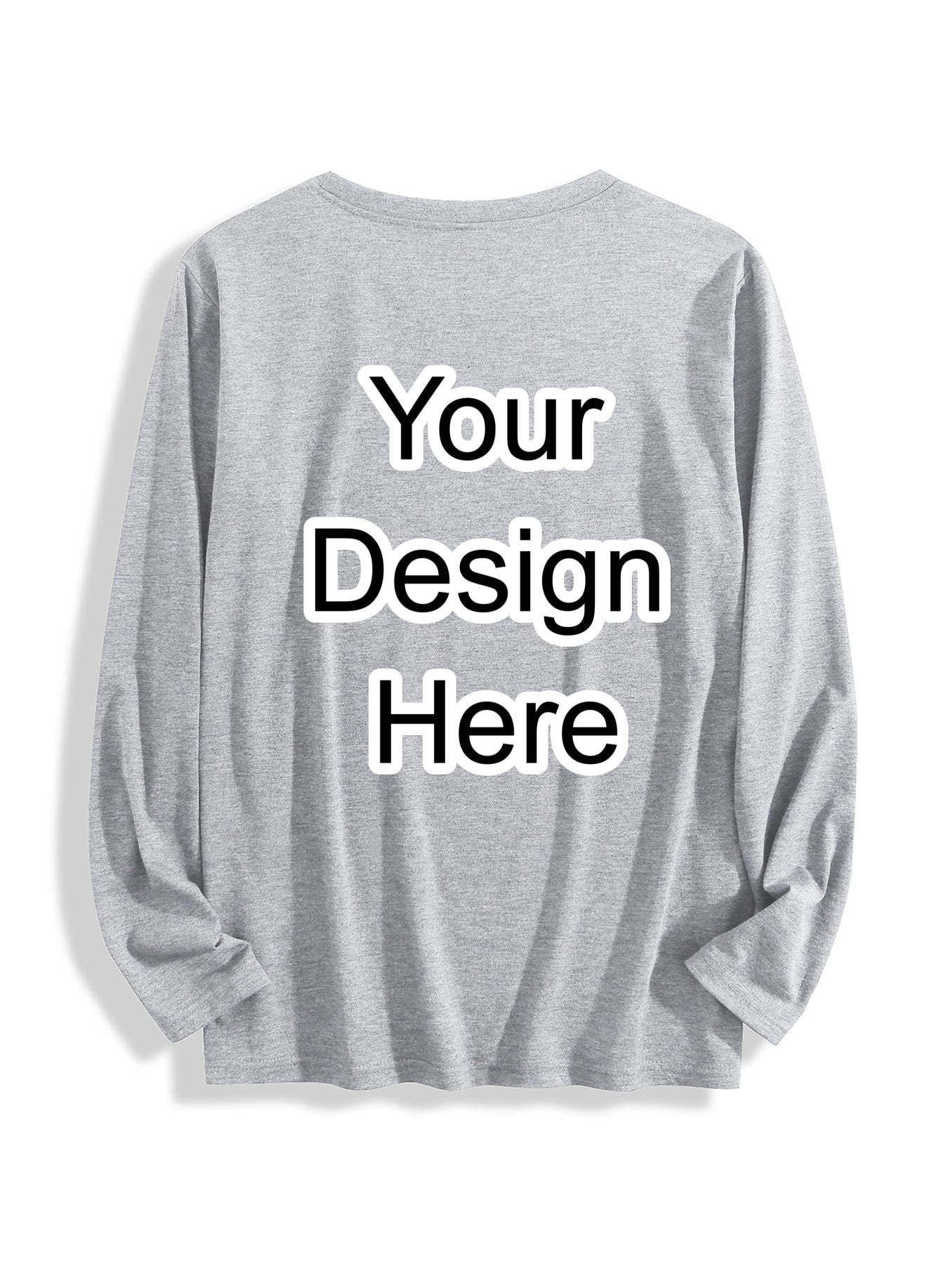 180g pure cotton crew neck long-sleeved shirt gray BACK