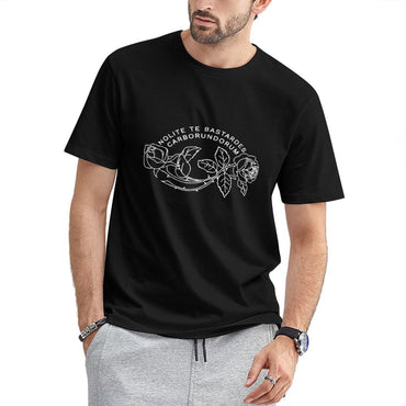 Inkmay Casual Cotton T-shirt Elegant Floral Design With Intricate Patterns Unisex T-shirtStreetStyle Plain T-Shirt