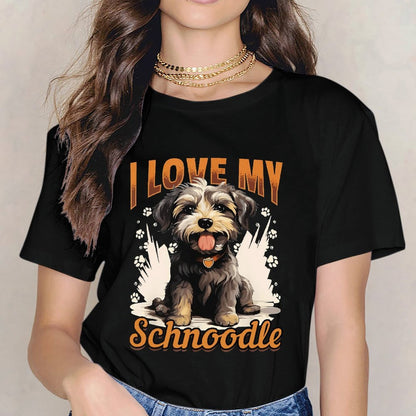 inkmay-casual-cotton-t-shirt-cute-schnoodle-with-paw-prints-design-unisex-t-shirt