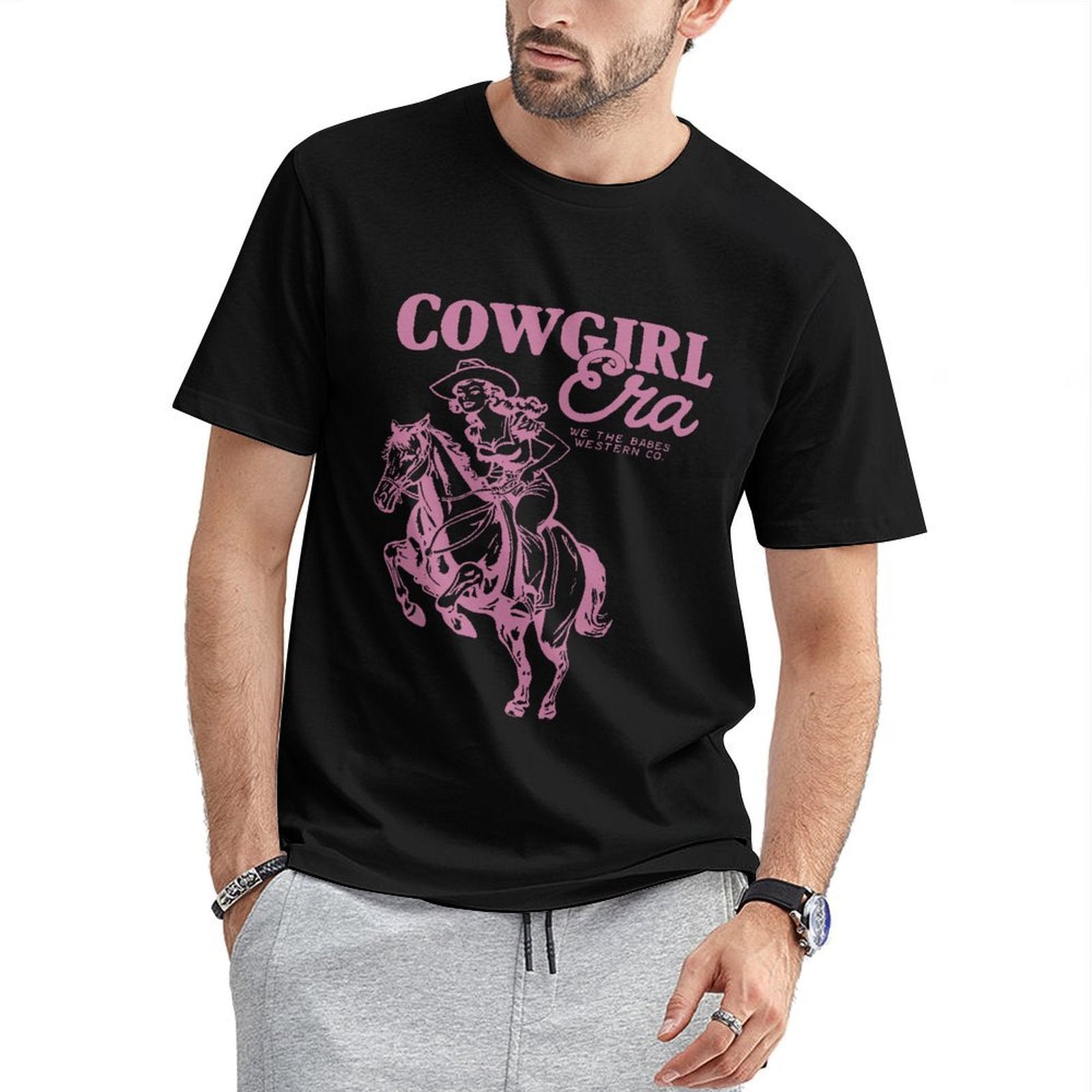 Inkmay Casual Cotton T-shirt Solid Pink Background No Patterns Unisex T-shirtStreetFit Wrinkle-Free T-Shirt